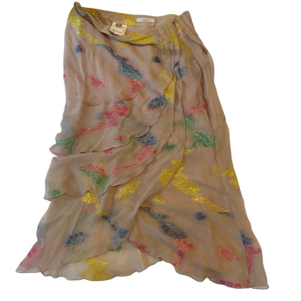 Pollini Tan Asymmetrical Wrap Skirt Resort Wear